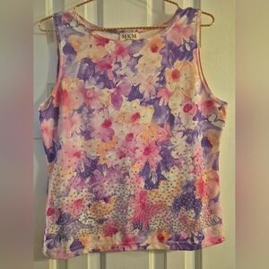 MKM Designs Women's Floral- Pink and Purple women's Sleeveless Top